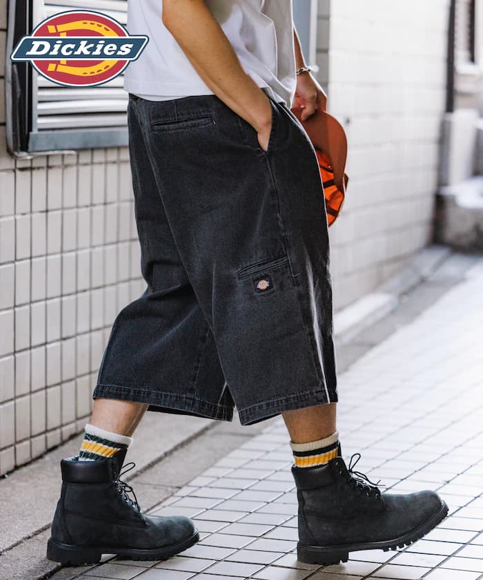Dickies×FREAK'S STORE 別注寬版剪裁十字打褶工作短褲 【限定展開】