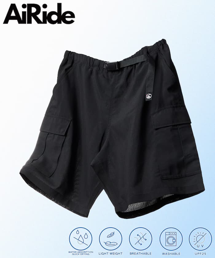 AiRide 可收納登山工裝短褲 吸水速乾 UVカット 限定展開