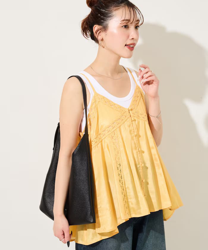 印度棉香塔紡蕾絲吊帶背心【限定展開】
