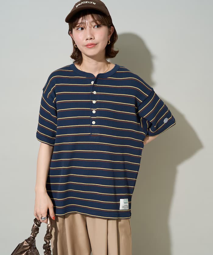 別注 棋盤紋 橫條紋 半袖T恤【限定展開】