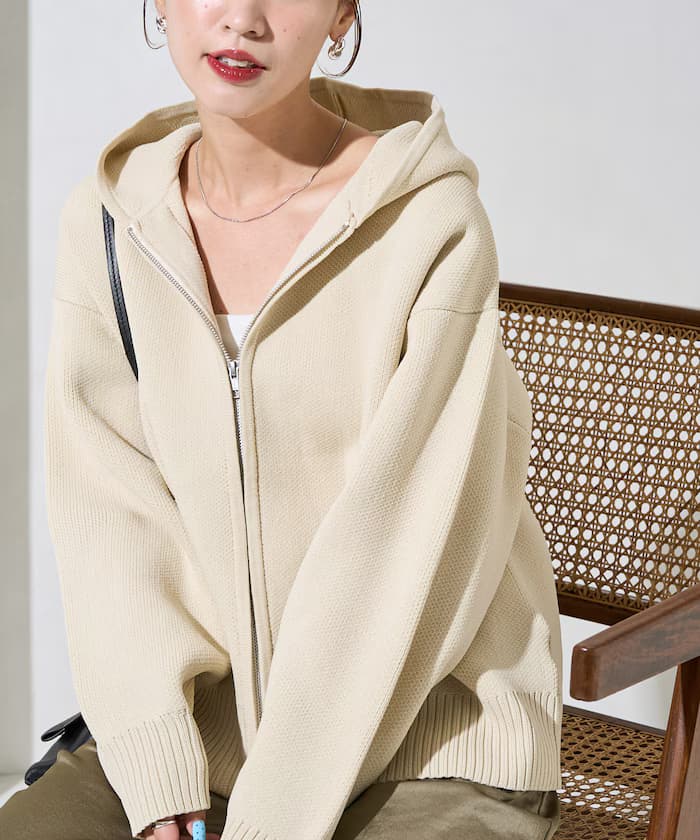 【新色追加】輕量針織衫 全拉鏈連帽衫【限定展開】