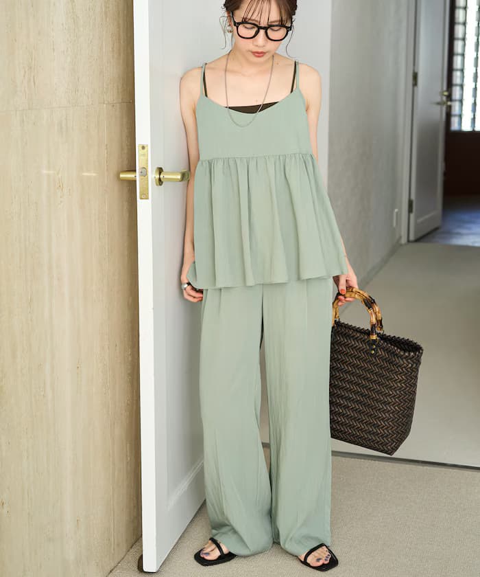 尼龍褶皺吊帶褲裝組合【限定展開】