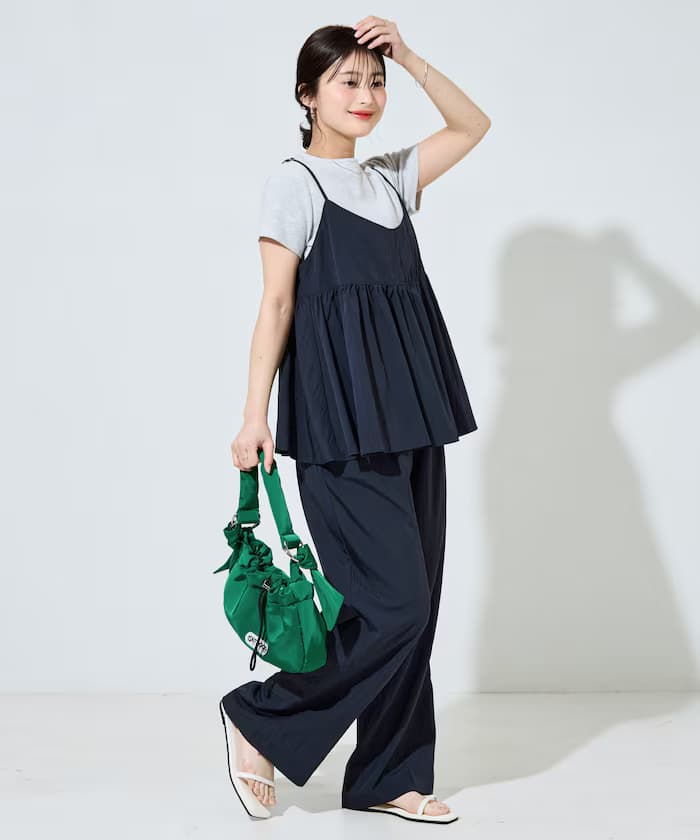 尼龍褶皺吊帶褲裝組合【限定展開】