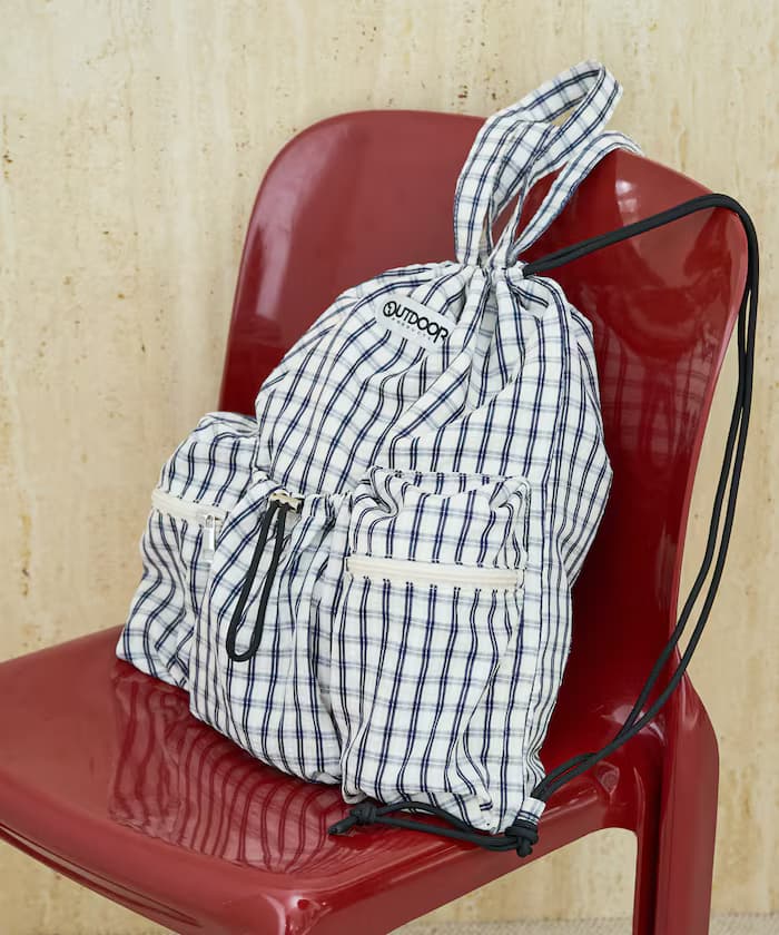 別注 格紋 口袋 ナップサック【限定展開】