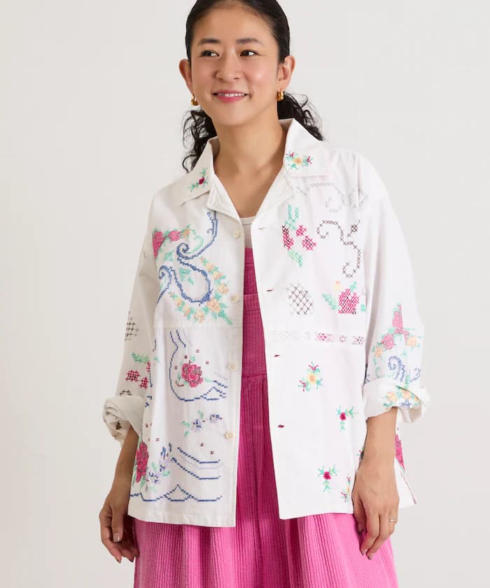 開領刺繡襯衫外套