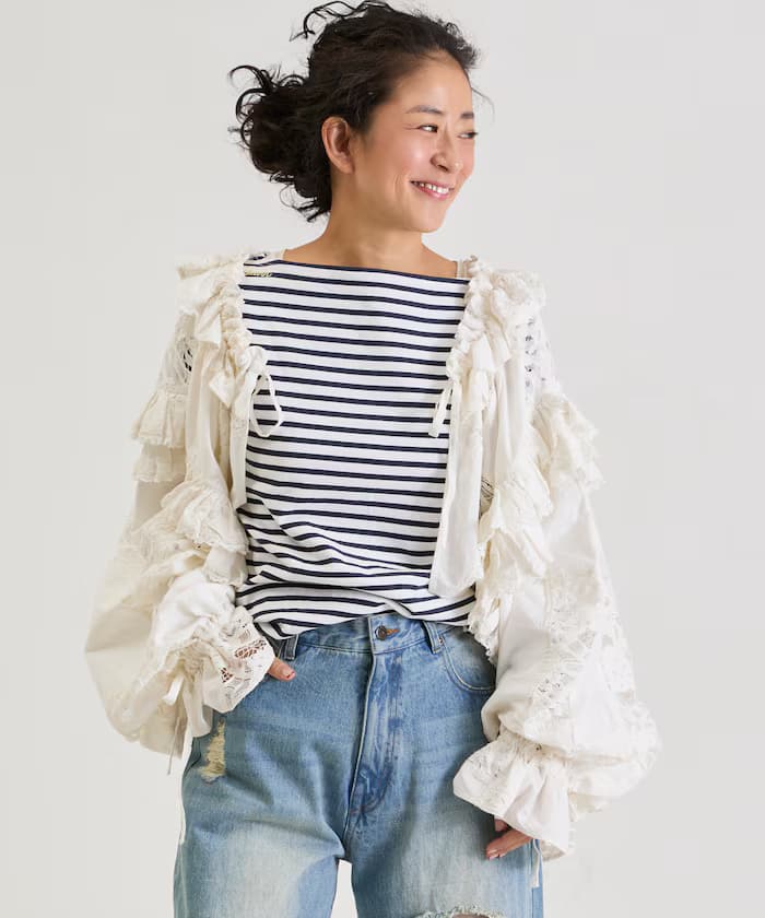 襟付 2WAY蕾絲披肩&馬褲套裝