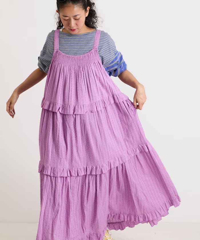 印度杜比層次荷葉邊吊帶連身裙