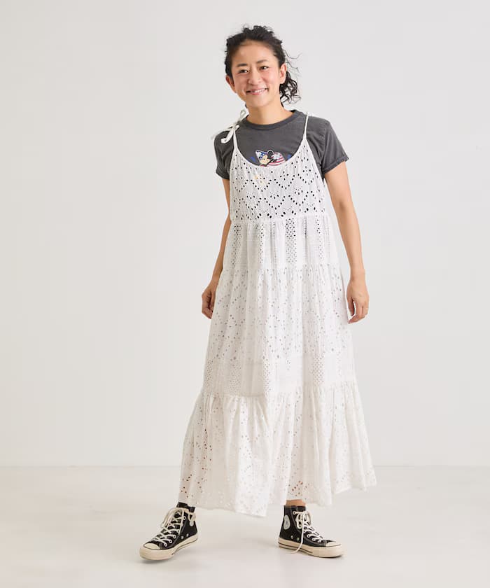 印度層次肩蝴蝶結吊帶洋裝