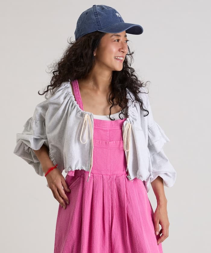 皺褶×荷葉邊 拉鏈短版ボレロ