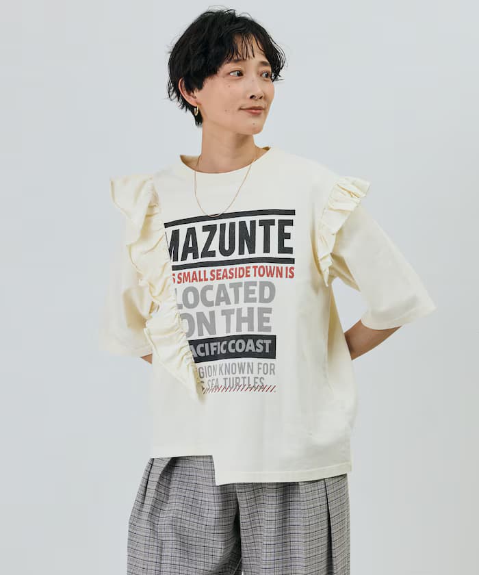 荷葉邊改造風印花TEE