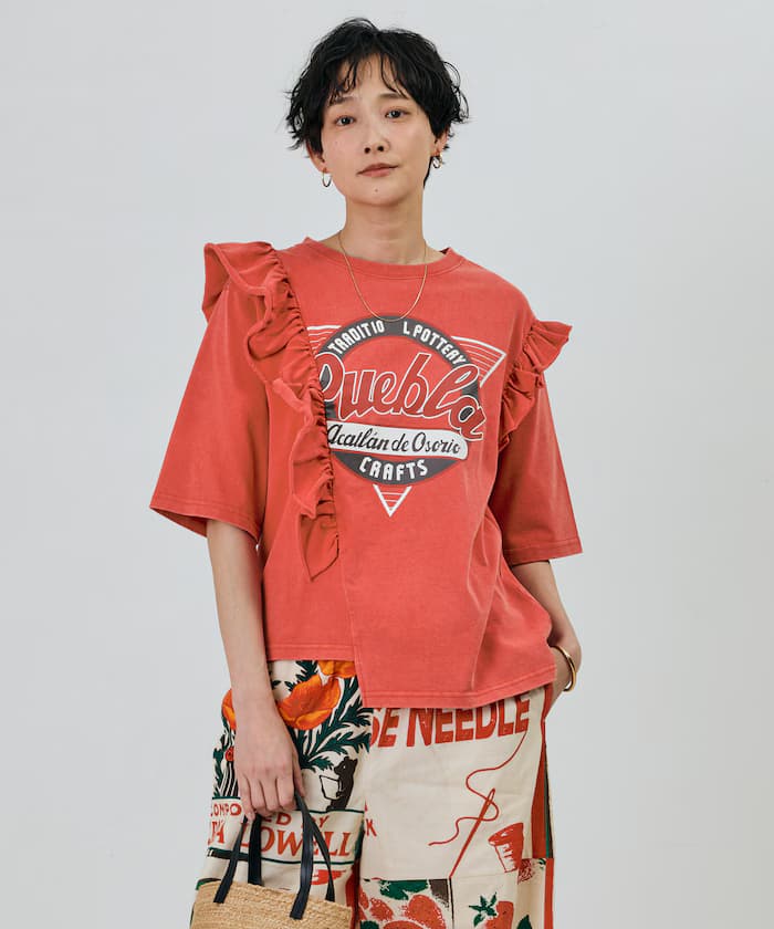 荷葉邊改造風印花TEE