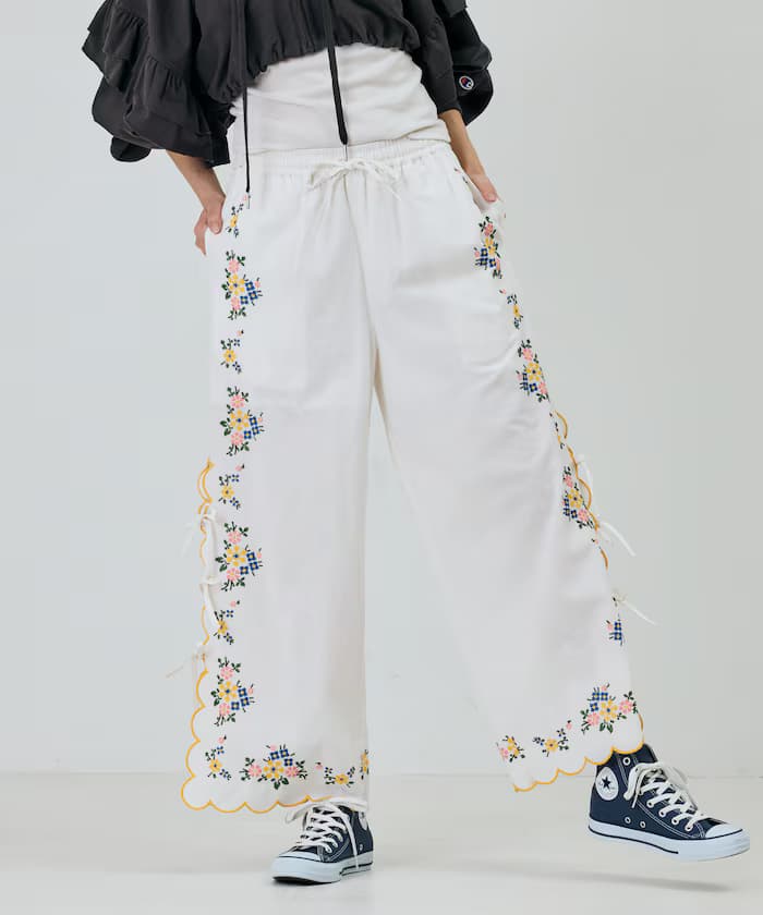 印度波浪花刺繡褲子