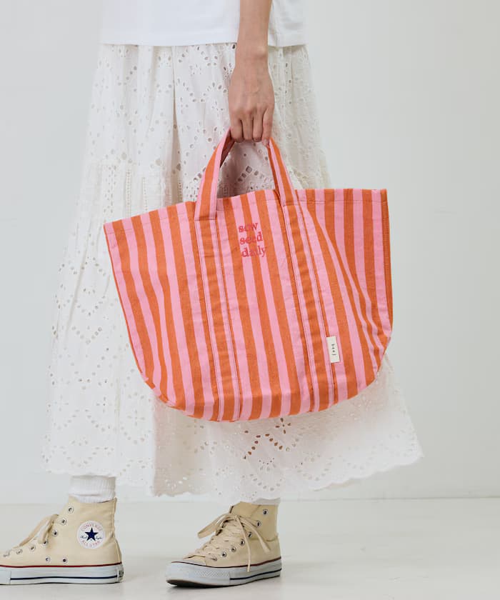 條紋布料 2WAY托特包