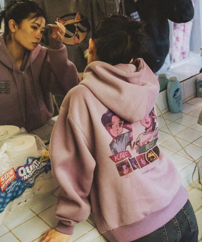 マリマリマリー×PUBLUX かなめvsレイジ 印花拉鏈衛衣連帽衫/裏起毛 【限定展開】