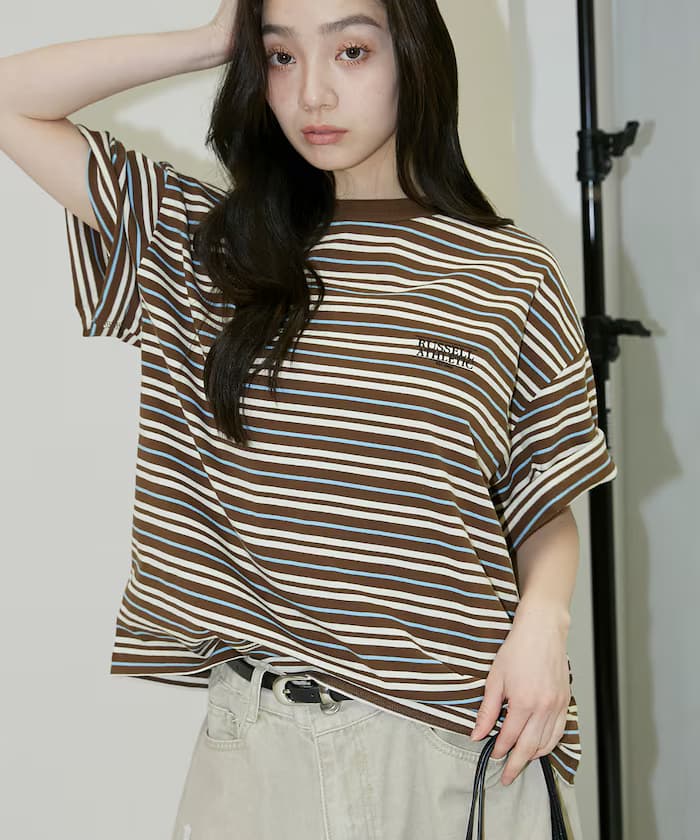 RUSSELL ATHLETIC × PUBLUX 別注 LOGO 橫條紋 T恤 限定展開