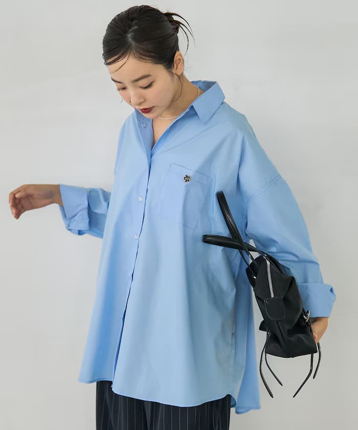 MARY QUANT×PUBLUX 限定款Logo刺繡寬版襯衫