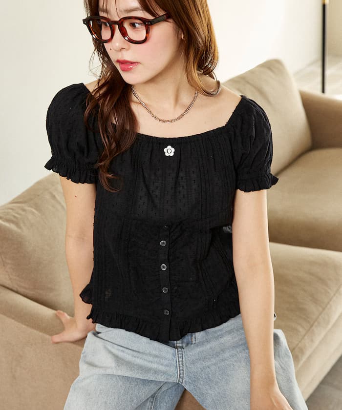 MARY QUANT×PUBLUX限定款 單點繡蕾絲罩衫