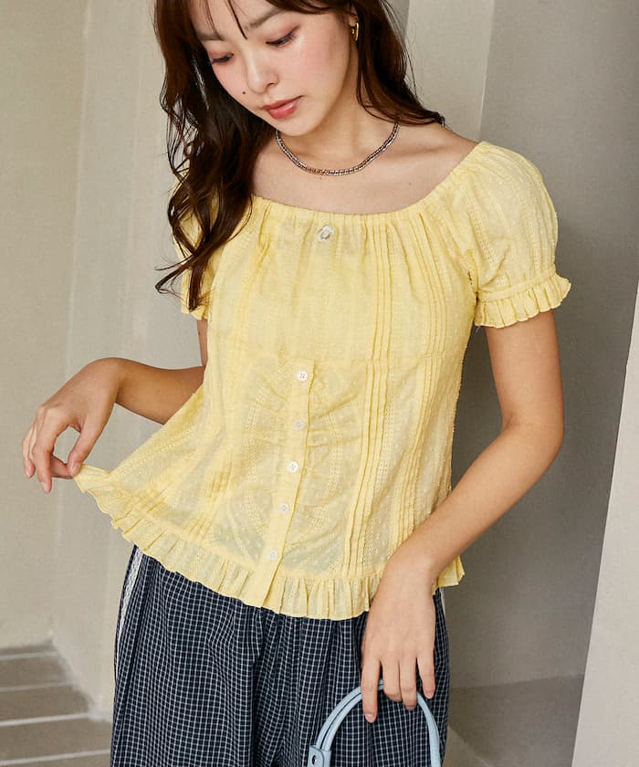 MARY QUANT×PUBLUX限定款 單點繡蕾絲罩衫