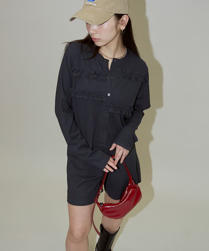 荷葉邊設計 針織開衫短褲 套裝組合 限定展開