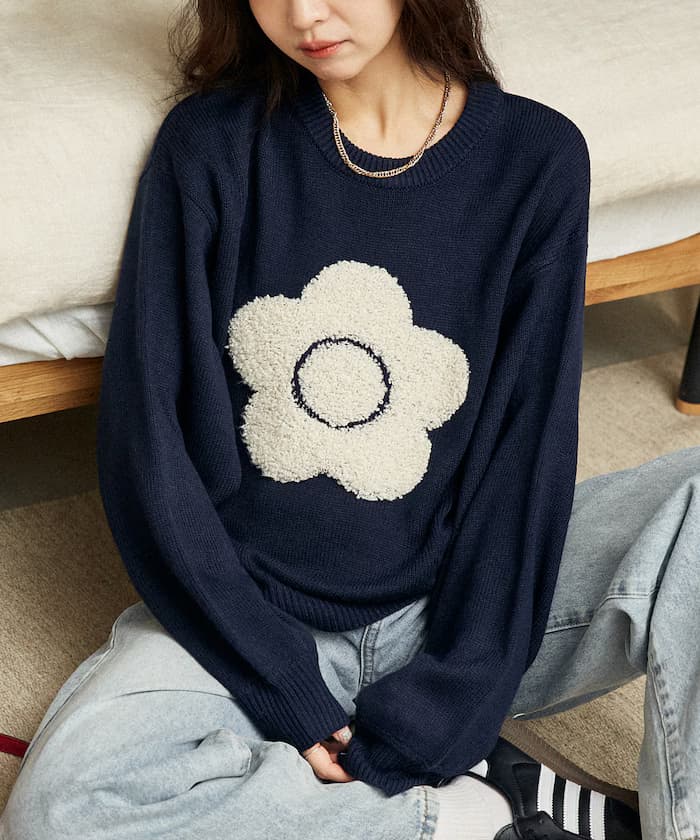 相良花卉紋理藝術提花針織衫 限定展開