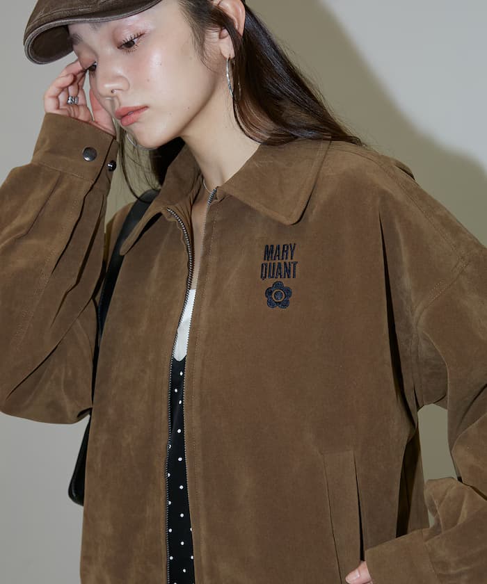 麂皮觸感一點刺繡外套