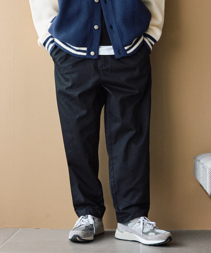 寬版束繩卡其褲子 / 錐形鬆緊卡其褲子