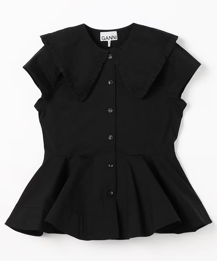 Stretch Cotton Peter Pan Collar Shirt / A1040093