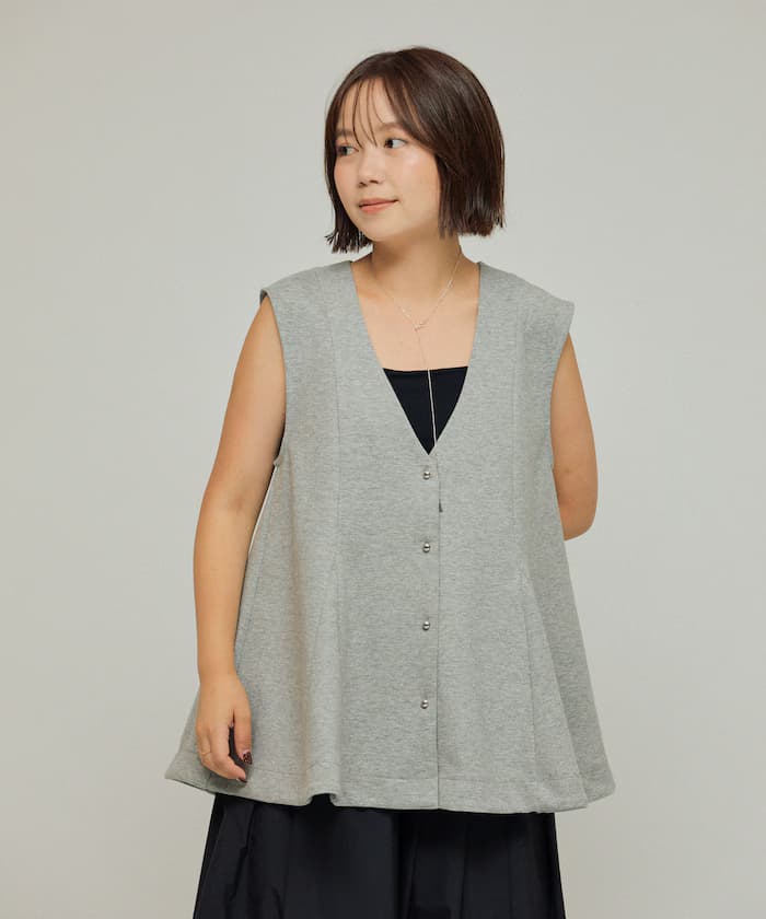 菱形格紋荷葉邊V領背心