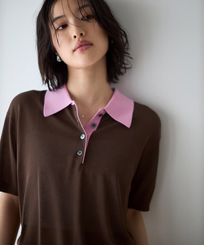 寬鬆版型配色設計POLO針織衫 / 雙色 / 多色橫條紋