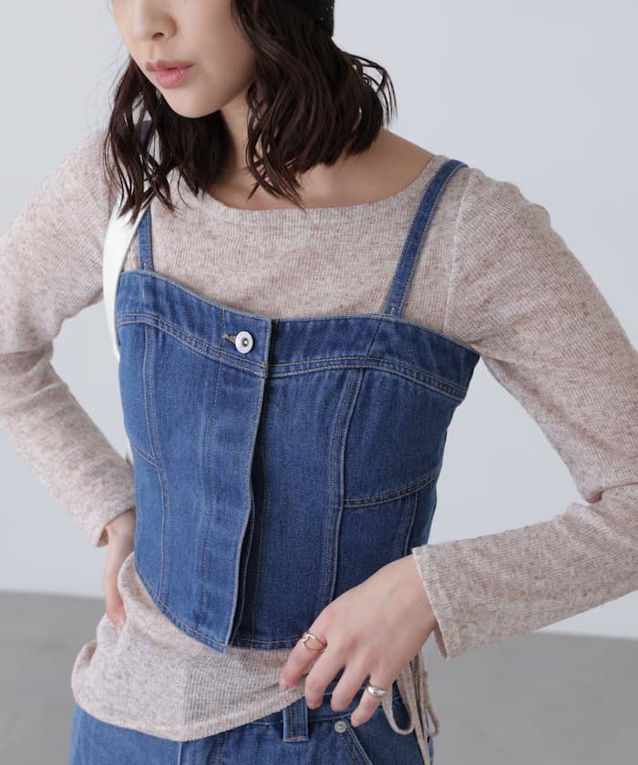 拼接丹寧馬甲背心