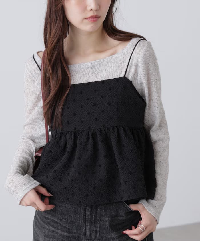 圓點提花細肩帶背心