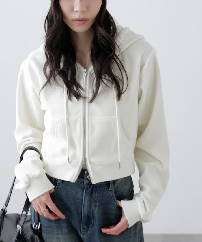 W拉鏈絨布連帽衫