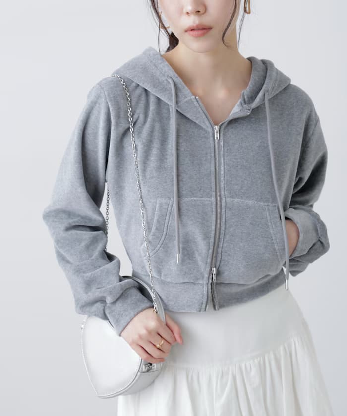 W拉鏈絨布連帽衫