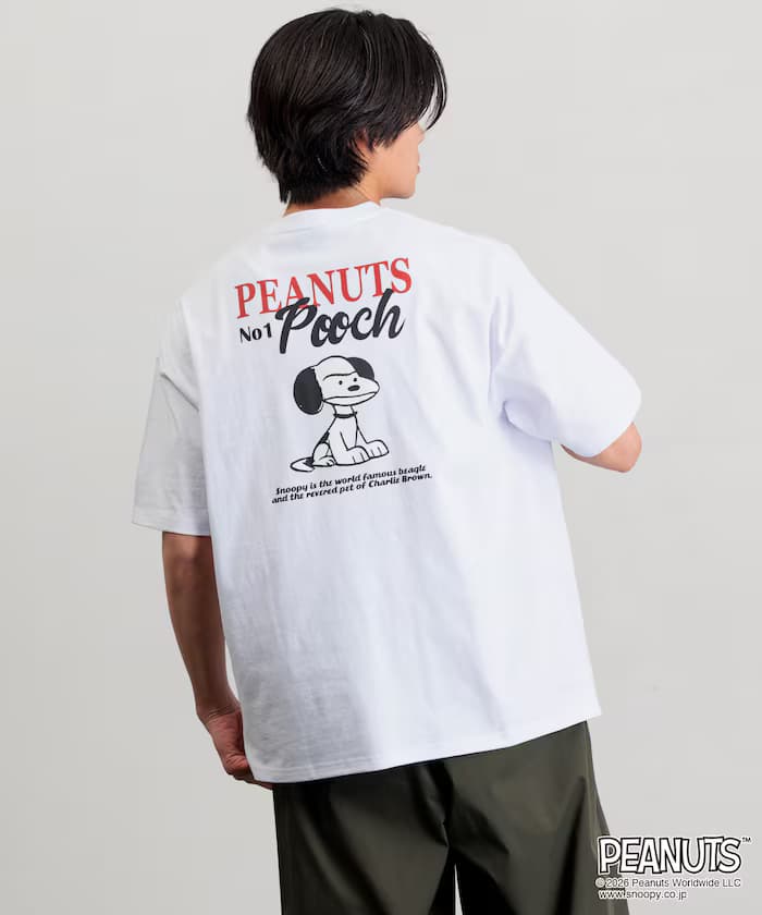 PEANUTS 聯名限定 寬版 背面印花 圓領T恤